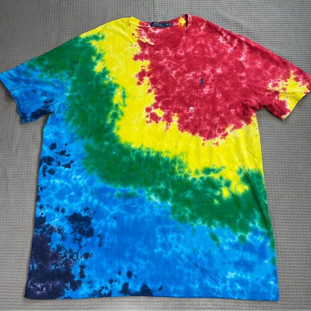 Polo Ralph Lauren Rainbow Tie Dye Tee Shirt 2XLT Mens NWOT Short Sleeve Pony